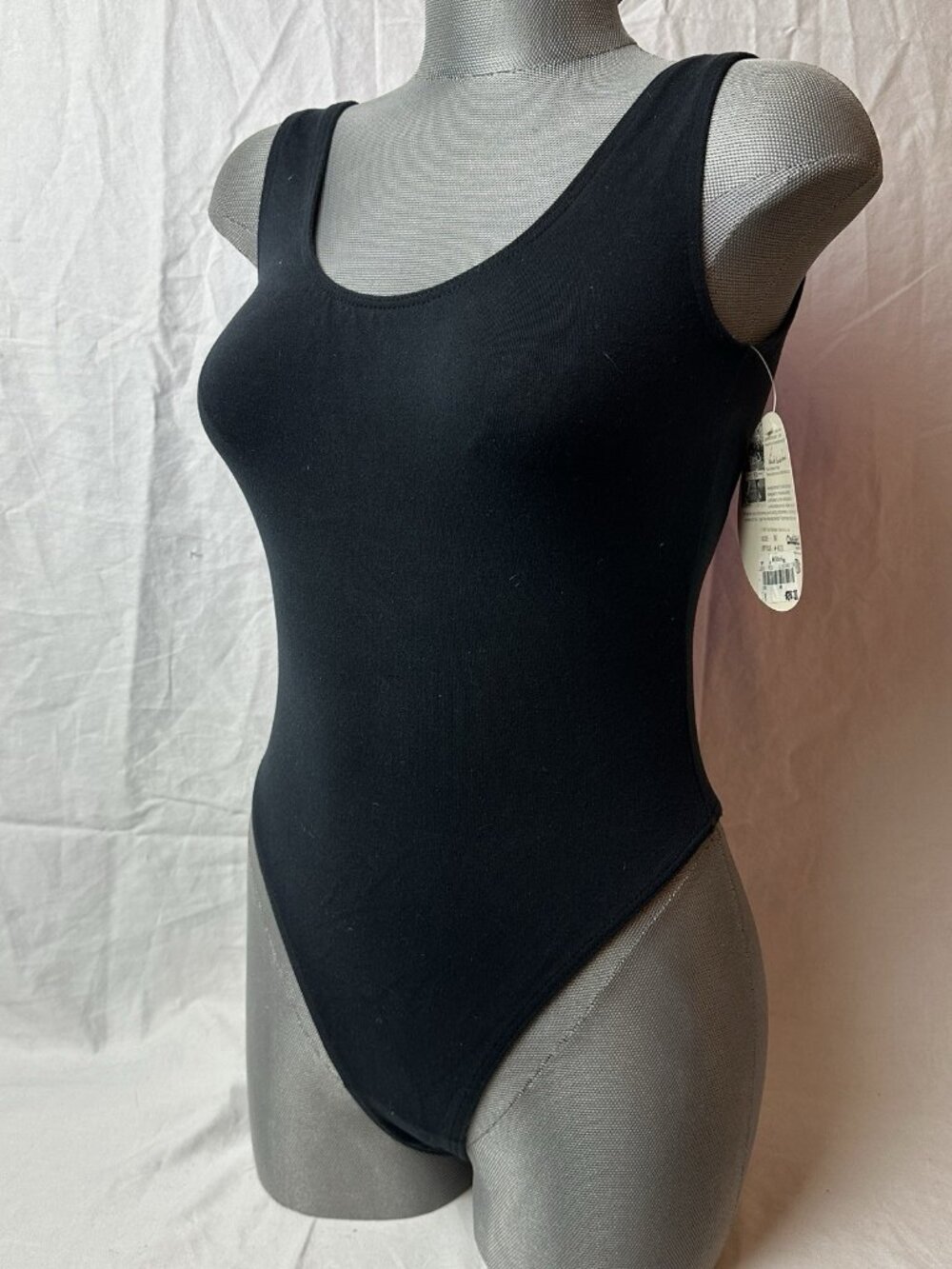 New Vtg 90s Aerodynamics Black Thong Leotard Sz M Workout Bodysuit Exercise